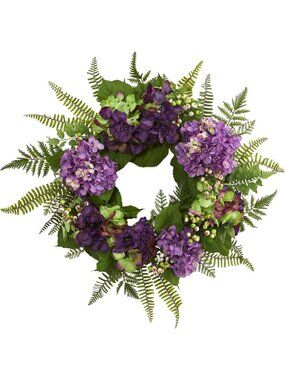 24in Artificial Hydrangea Berry Wreath - Beautiful Home Decor Accent
